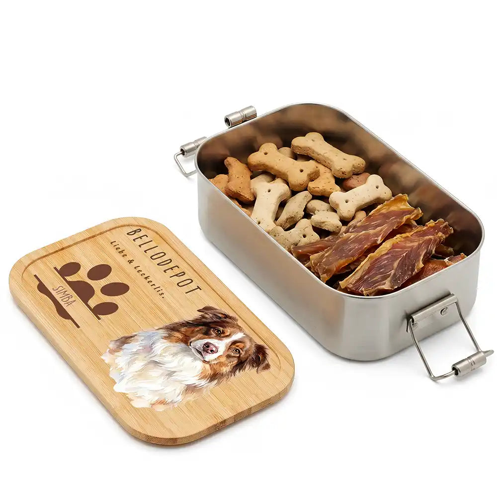 Personalisierte Leckerlidose Hund Bellodepot mit Pfoten-Trio – Personalisiert Hauptbild 1