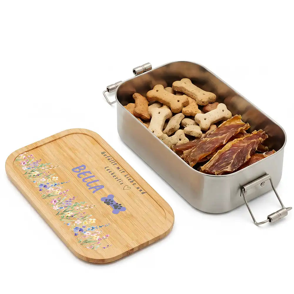 Personalisierte Leckerlidose Hund Knochen-Pfötchen Klassisch – Personalisiert Hauptbild 1