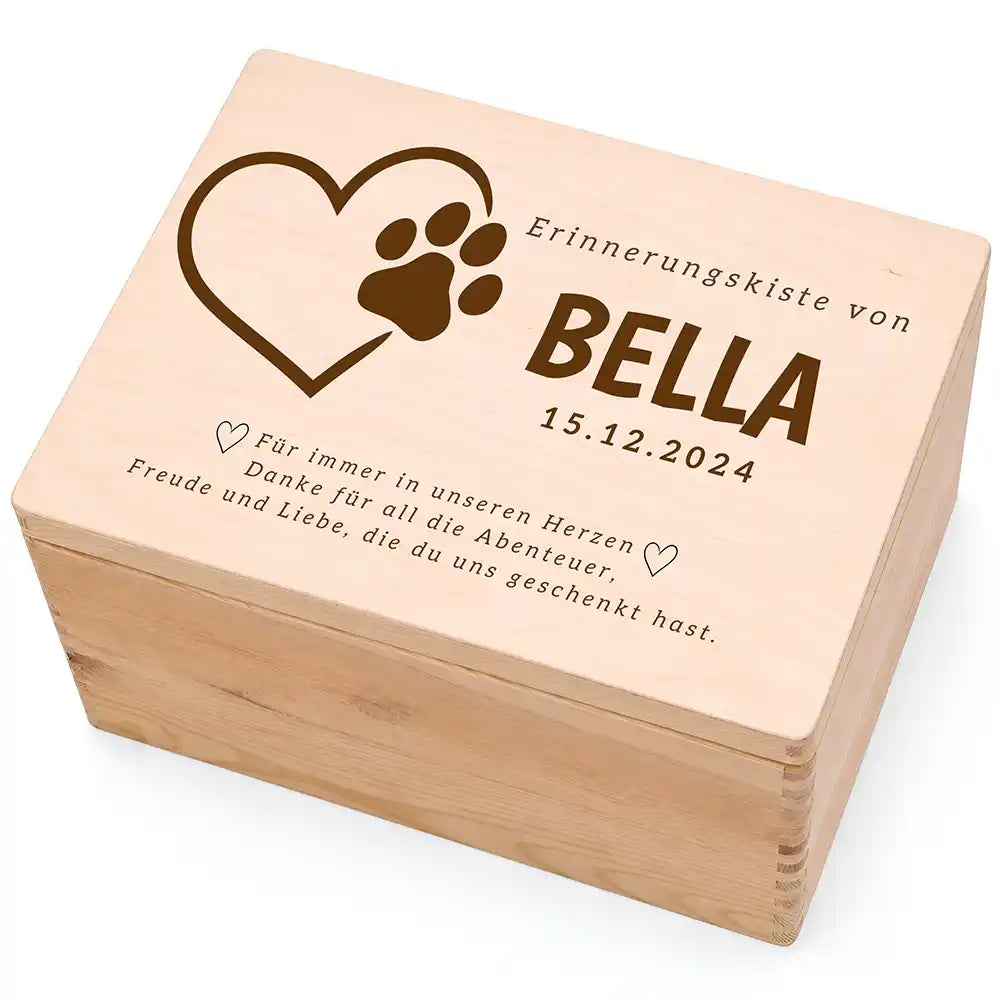 Tierurne Holz – Herz mit Pfote, Hauptbild Deckel