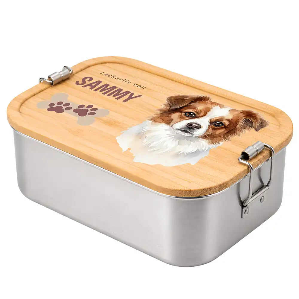 Personalisierte Leckerlidose Hund Klassisch mit Pfötchen-Trio – Personalisiert Hauptbild 3