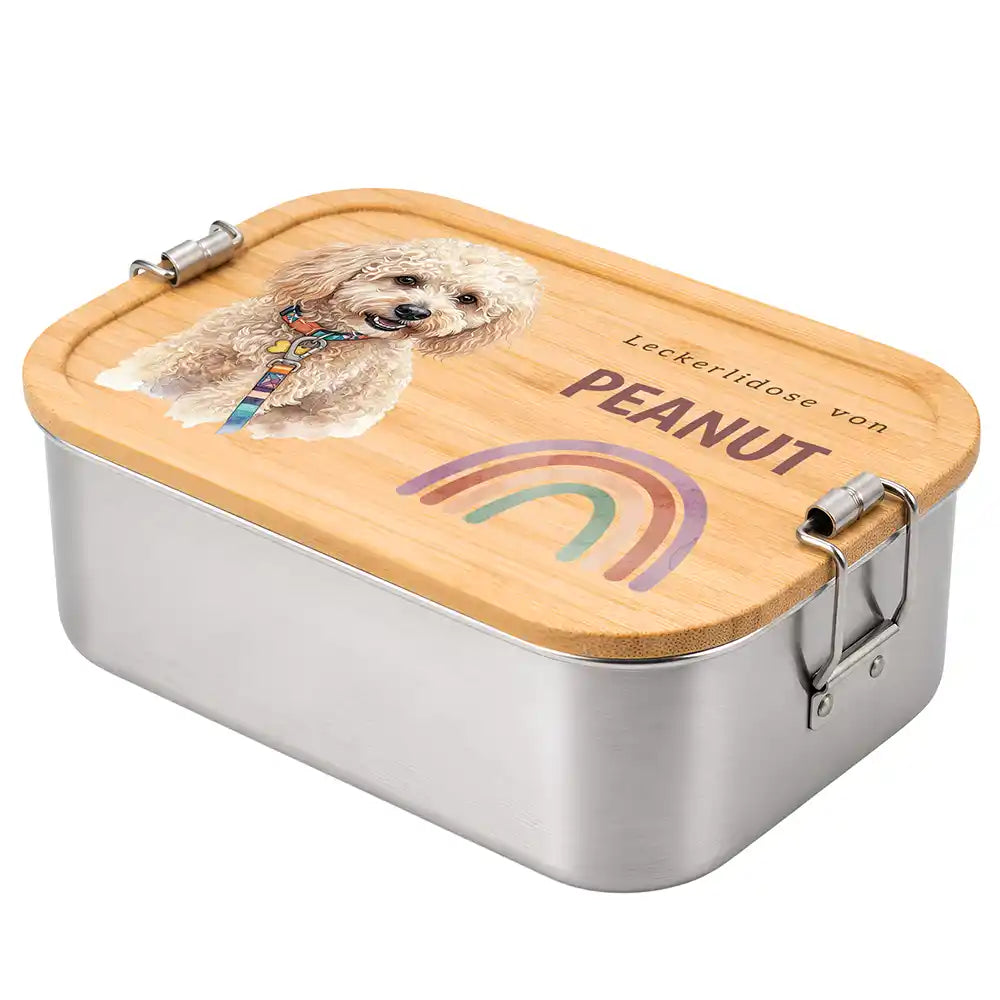 Personalisierte Leckerlidose Hund Pfötchen-Akzent Pastell – Personalisiert Hauptbild 3