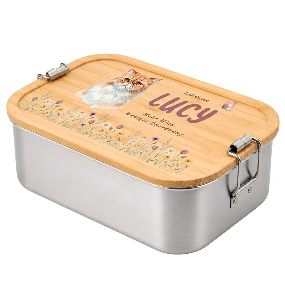 Personalisierte Leckerlidose Katze Wildblumen Sommerwiese – Personalisiert Hauptbild 3