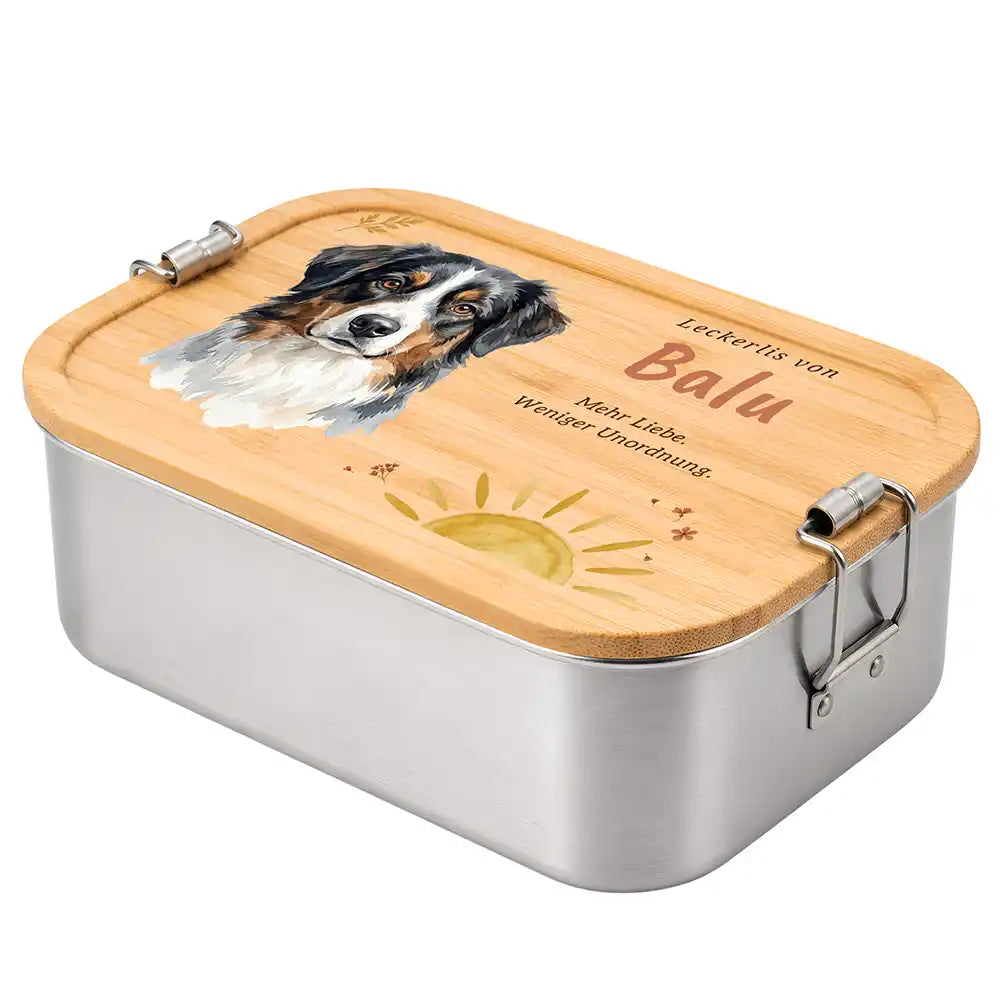 Personalisierte Leckerlidose Hund Sonne mit Streublumen – Personalisiert Hauptbild 3