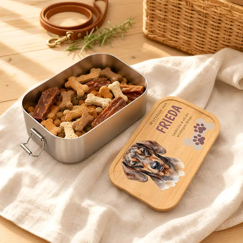 Personalisierte Leckerlidose Hund Wuffdose mit Pfötchen-Knochen – Foto-Personalisiert Lifestyle 1