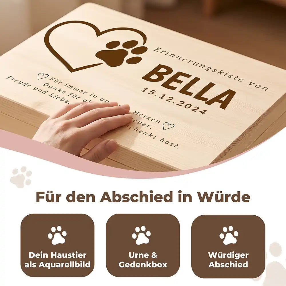 Tierurne Holz – Herz mit Pfote, Für den Abschied in Würde