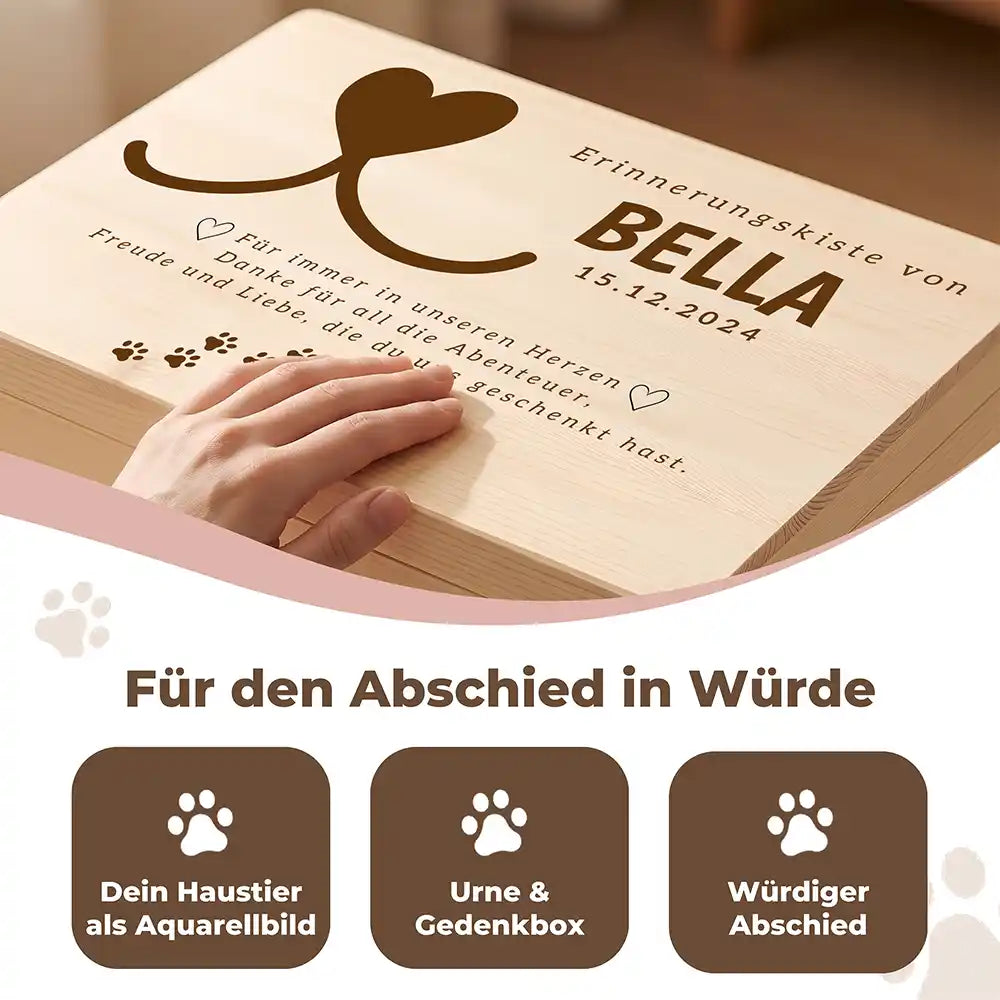 Tierurne Holz – Herz mit Schweifen, Für den Abschied in Würde