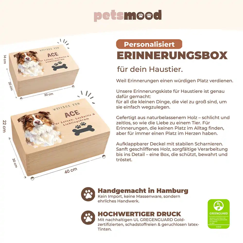 Personalisierte Aufbewahrungskiste Hund Wuffbox mit Knochen-Pfote – Detail Verarbeitung
