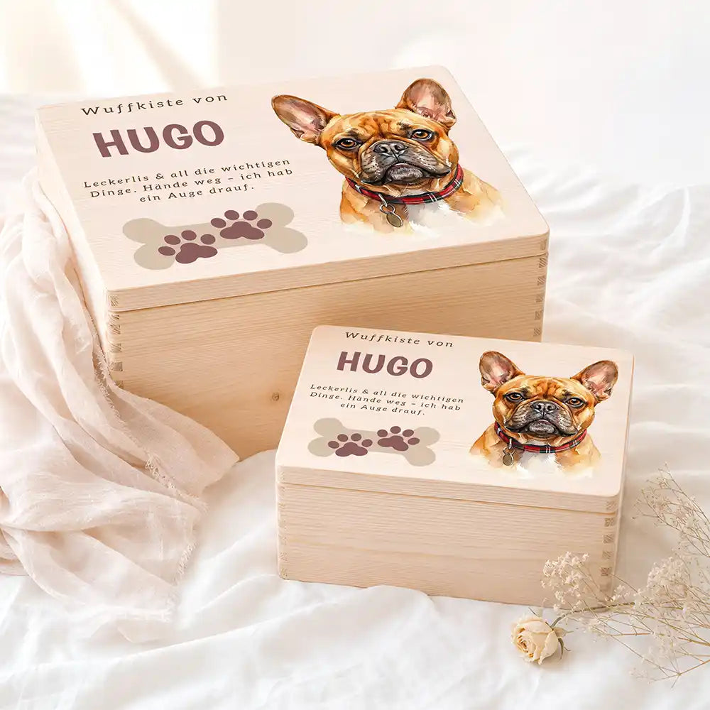 Personalisierte Aufbewahrungskiste Hund Wuffkiste mit Knochen-Pfoten – Etsy Hauptbild Hero