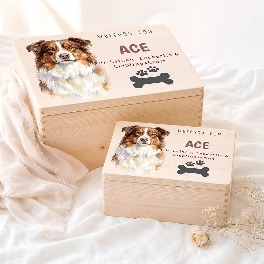 Personalisierte Aufbewahrungskiste Hund Wuffbox mit Knochen-Pfote – Etsy Hauptbild Hero