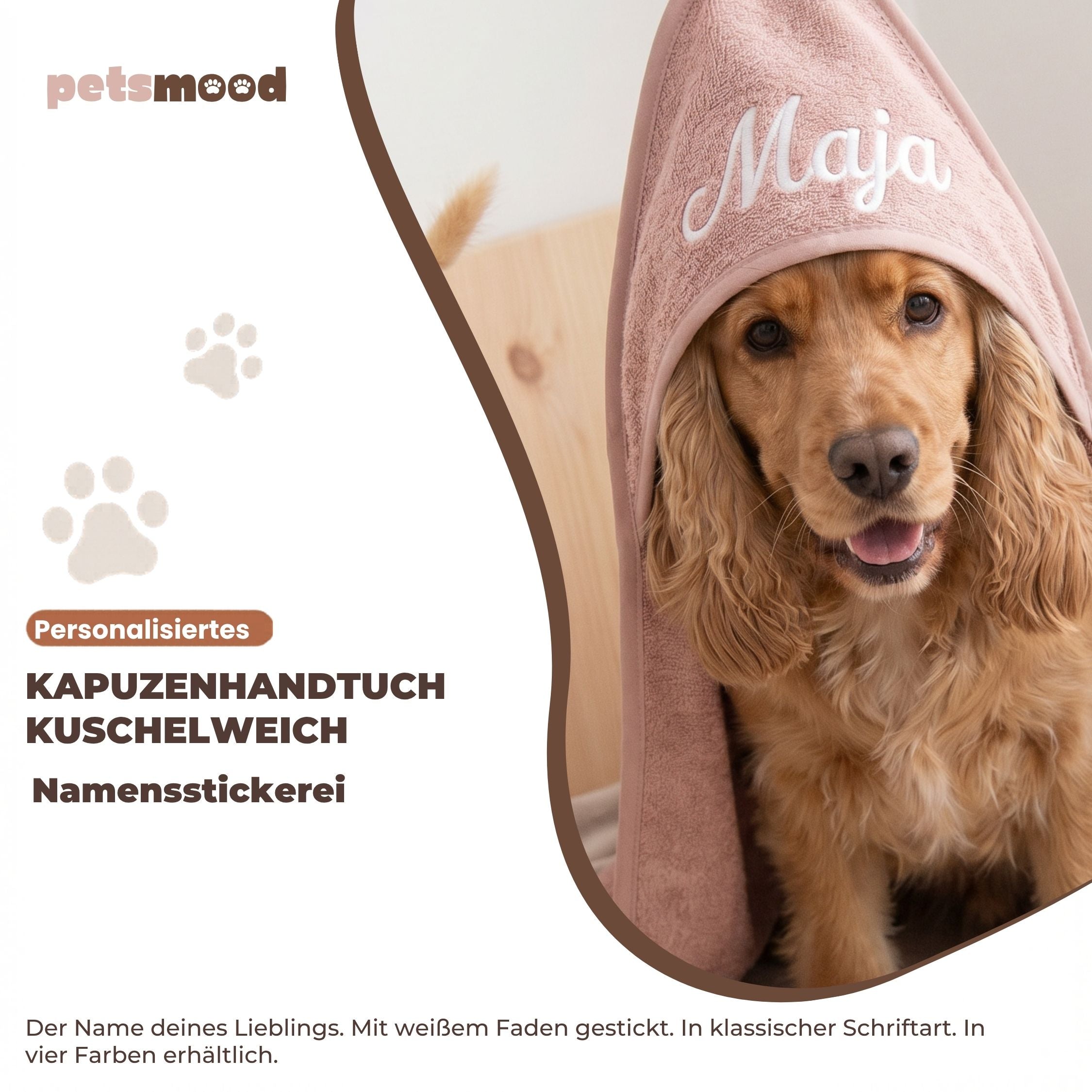 Personalisiertes Lätzchen Haustier Nougat – Detail Saum / Verschluss