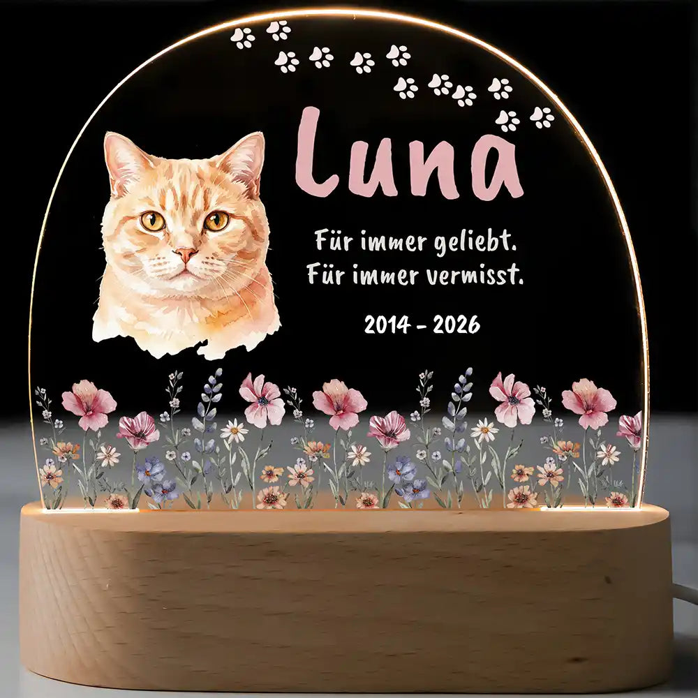 Personalisiertes Nachtlicht Haustier Andenken Wildblumen-Wiese & Pfötchen – Vorteile Lichtfarben