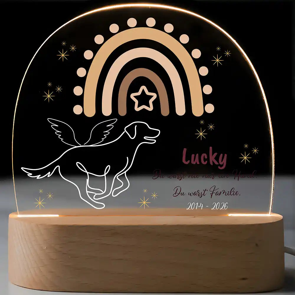 Personalisiertes Nachtlicht Haustier Andenken Boho-Regenbogen & fliegender Engel – Vorteile Lichtfarben
