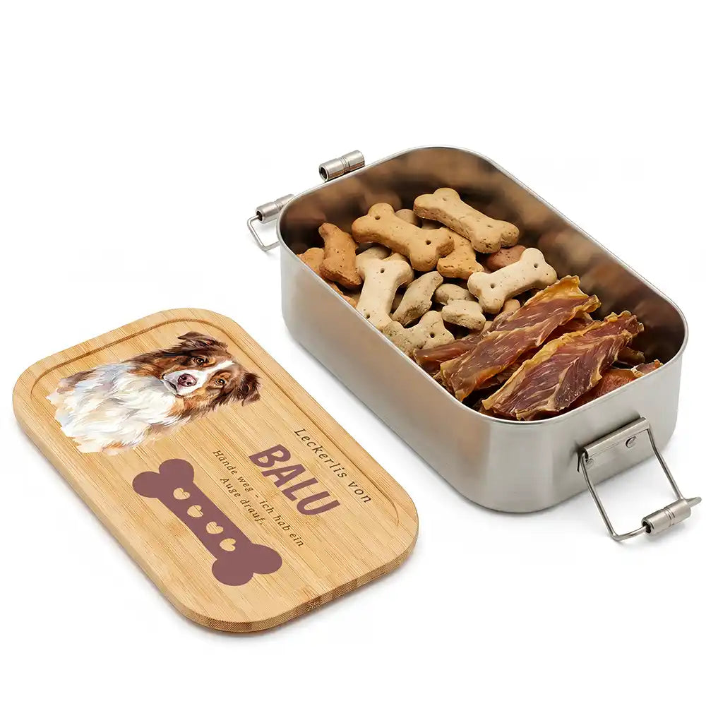 Personalisierte Leckerlidose Hund Pfötchen mit Knochen – Personalisiert Hauptbild 1