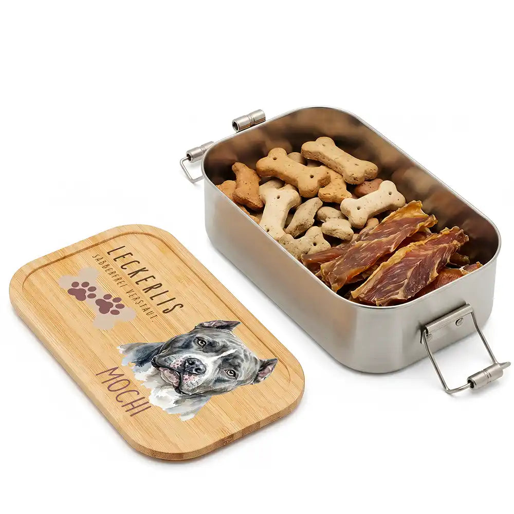 Personalisierte Leckerlidose Hund Pfötchen-Akzent klassisch – Personalisiert Hauptbild 1