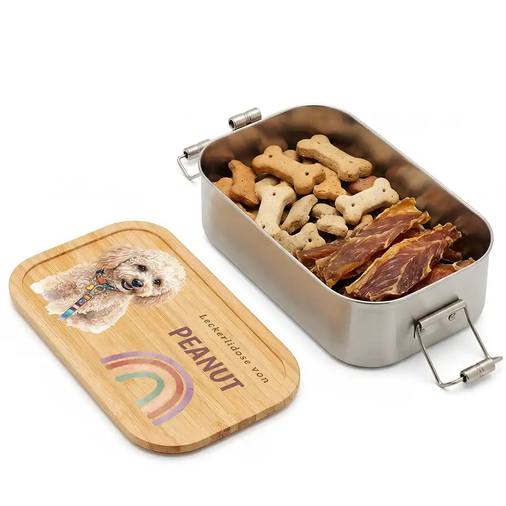 Personalisierte Leckerlidose Hund Pfötchen-Akzent Pastell – Personalisiert Hauptbild 1
