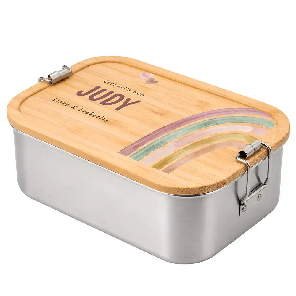 Personalisierte Leckerlidose Hund & Katze Regenbogen pastell (universal) – Personalisiert Hauptbild 3