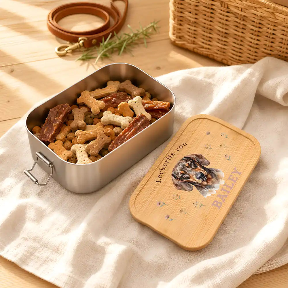 Personalisierte Leckerlidose Hund Lieblings-Snacks Wildblumen – Foto-Personalisiert Lifestyle 1