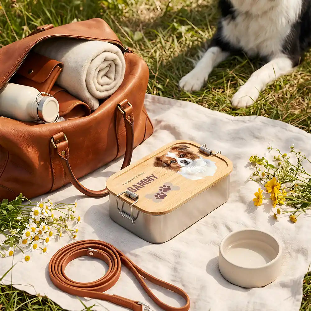 Personalisierte Leckerlidose Hund Klassisch mit Pfötchen-Trio – Foto-Personalisiert Lifestyle 4