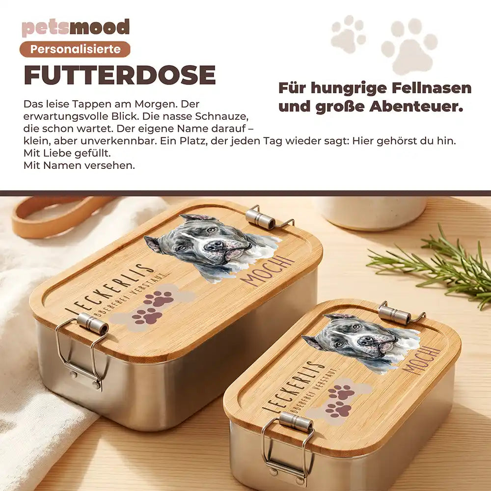 Personalisierte Leckerlidose Hund Pfötchen-Akzent klassisch – Detail Verschluss & Naht