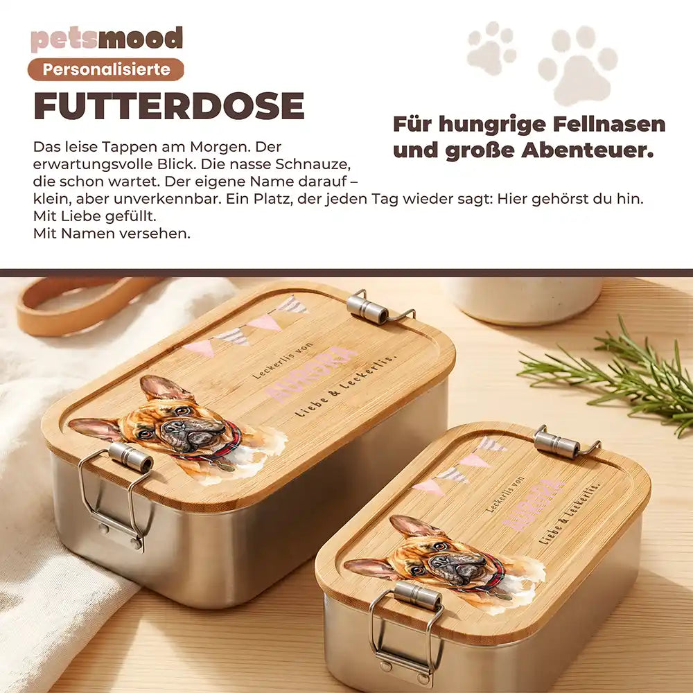 Personalisierte Leckerlidose Hund Wildblumen-Akzent – Detail Verschluss & Naht