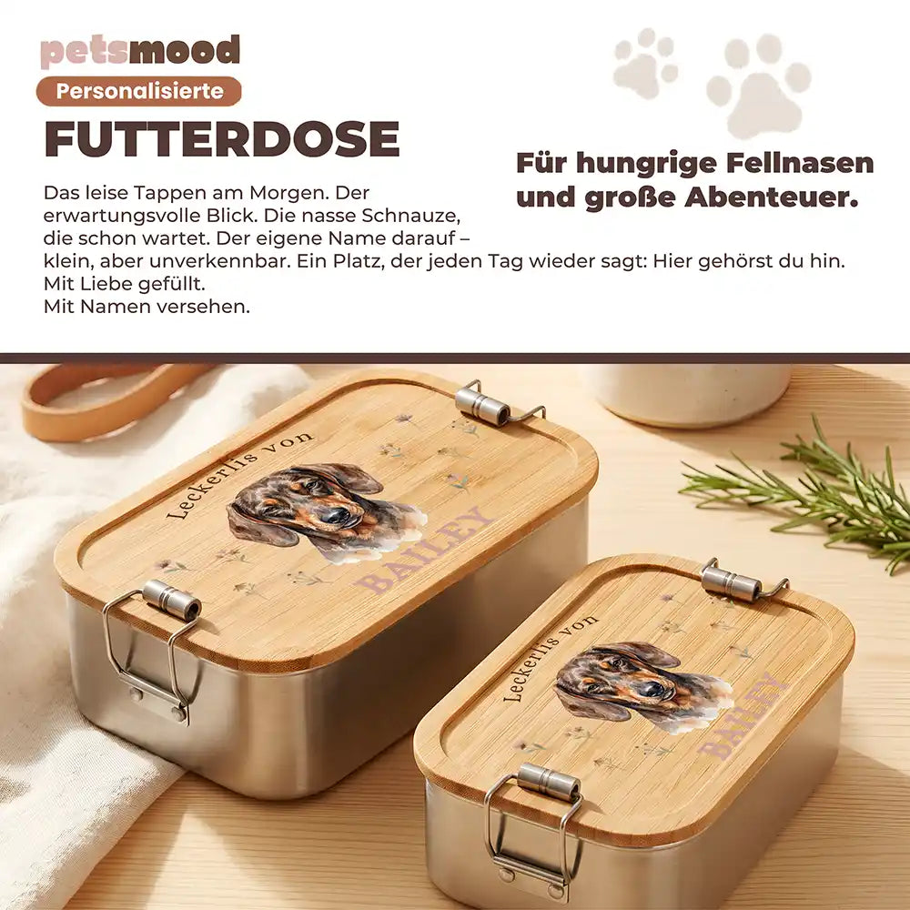 Personalisierte Leckerlidose Hund Lieblings-Snacks Wildblumen – Detail Verschluss & Naht