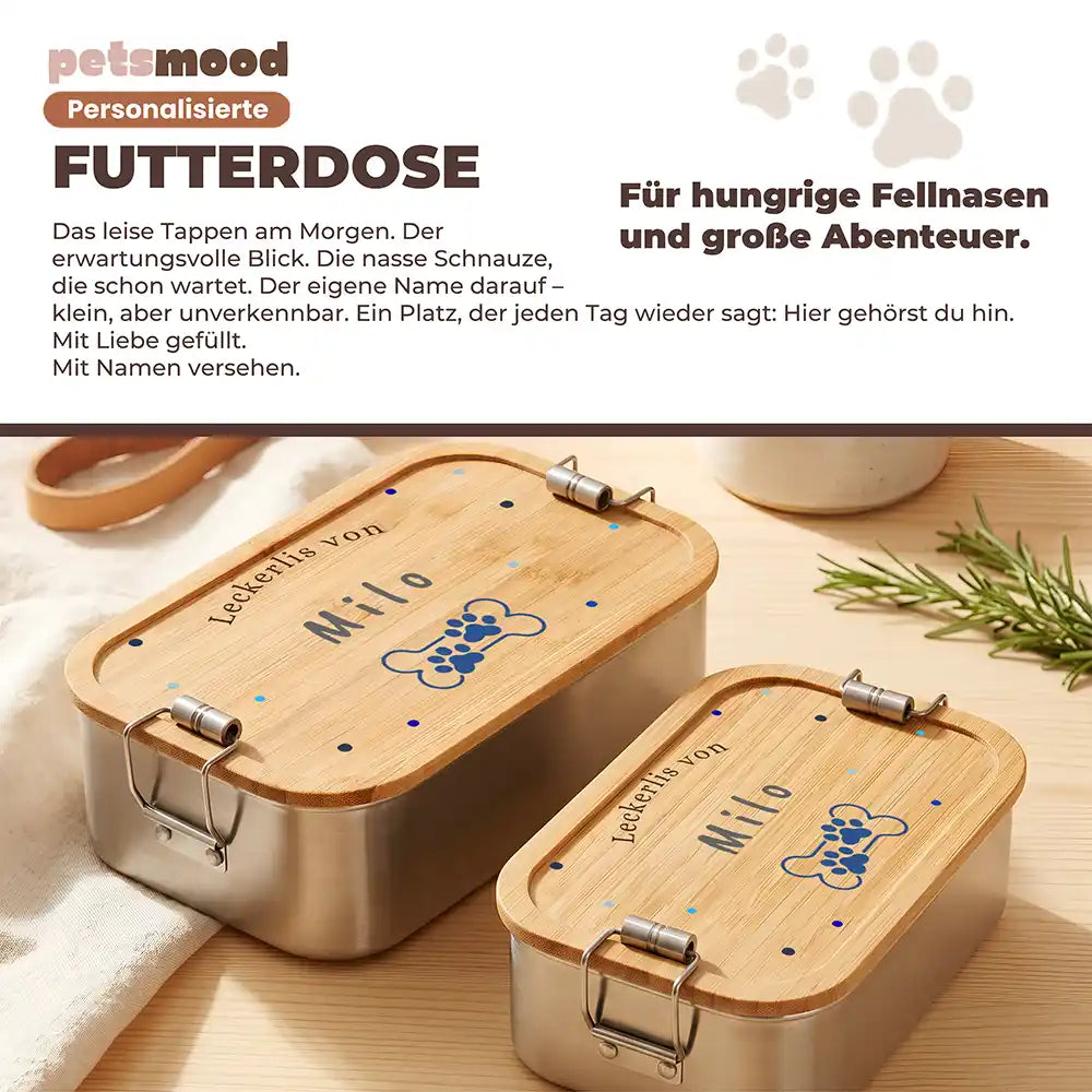 Personalisierte Leckerlidose Hund Sonnenaufgang-Linien Boho – Detail Verschluss & Naht