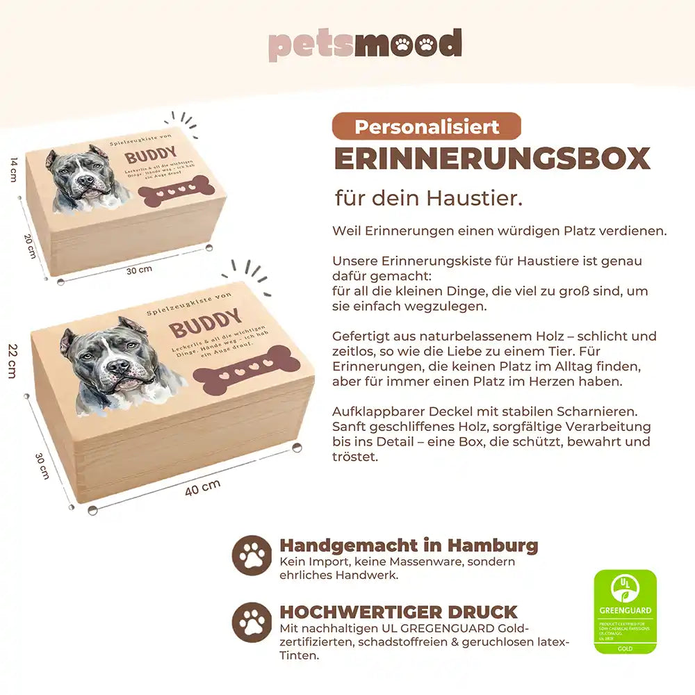Personalisierte Spielzeugkiste Hund Knochen mit Herzen – Detail Verarbeitung