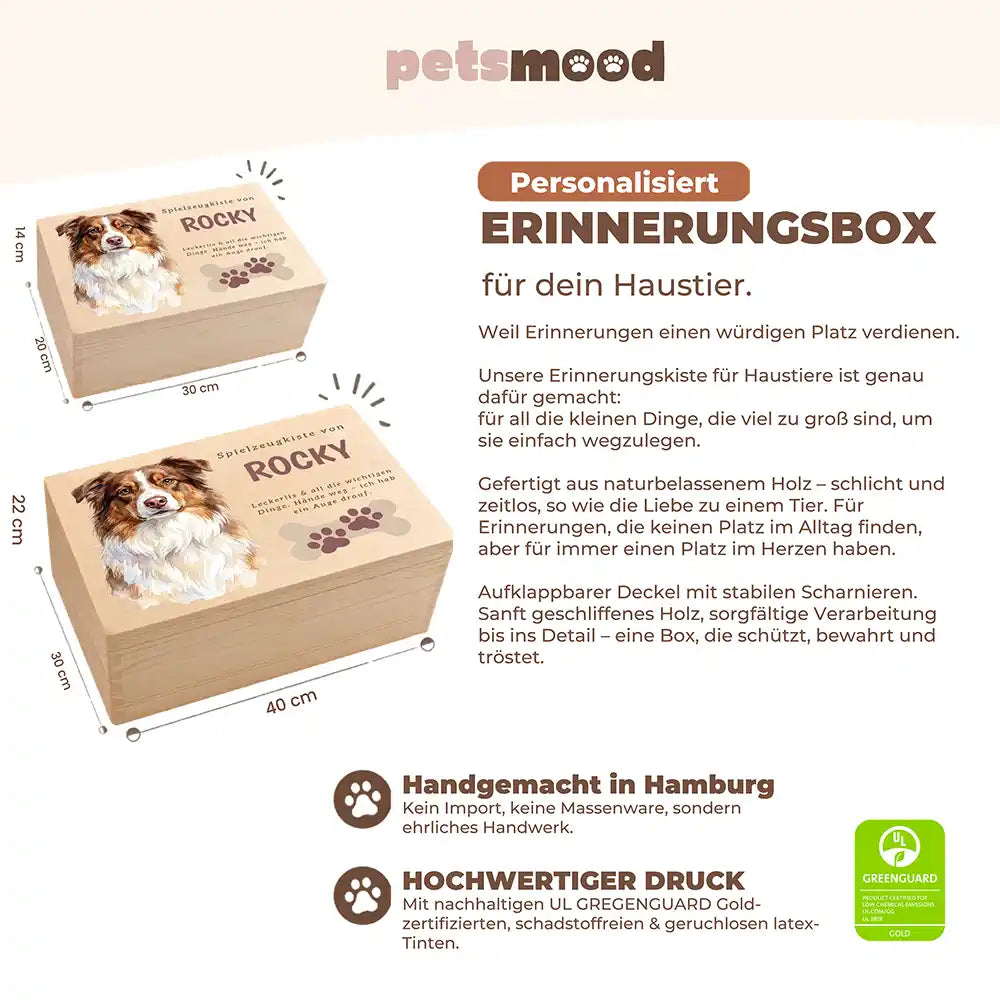 Personalisierte Spielzeugkiste Hund Knochen mit Pfoten – Detail Verarbeitung
