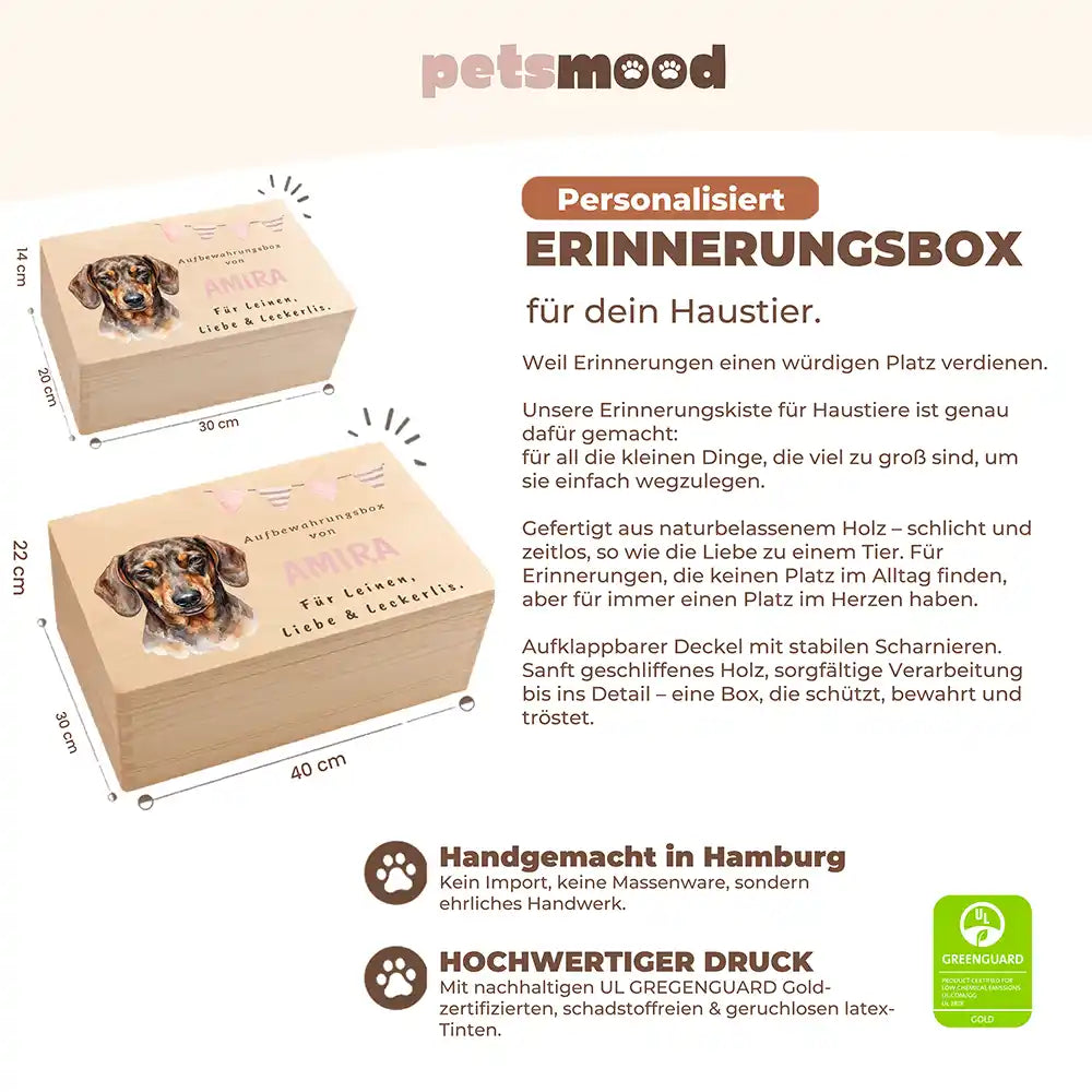 Personalisierte Aufbewahrungskiste Hund Wimpelkette pink – Detail Verarbeitung