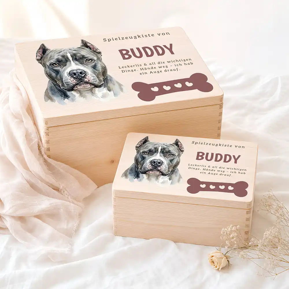 Personalisierte Spielzeugkiste Hund Knochen mit Herzen – Etsy Hauptbild Hero