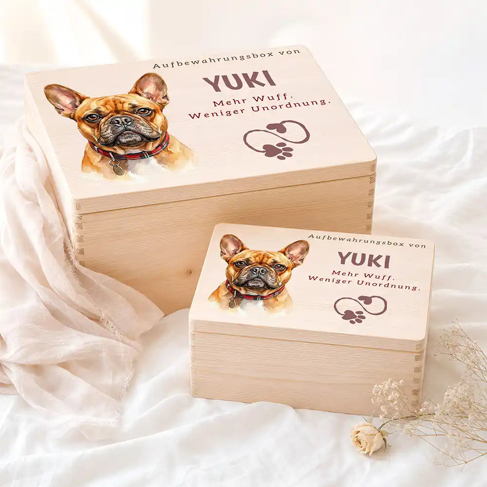 Personalisierte Aufbewahrungskiste Hund Mehr Wuff (Herz-Pfote) – Etsy Hauptbild Hero