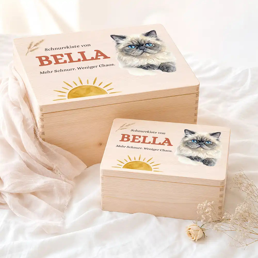 Personalisierte Aufbewahrungskiste Katze Schnurrkiste Sonnenaufgang – Etsy Hauptbild Hero
