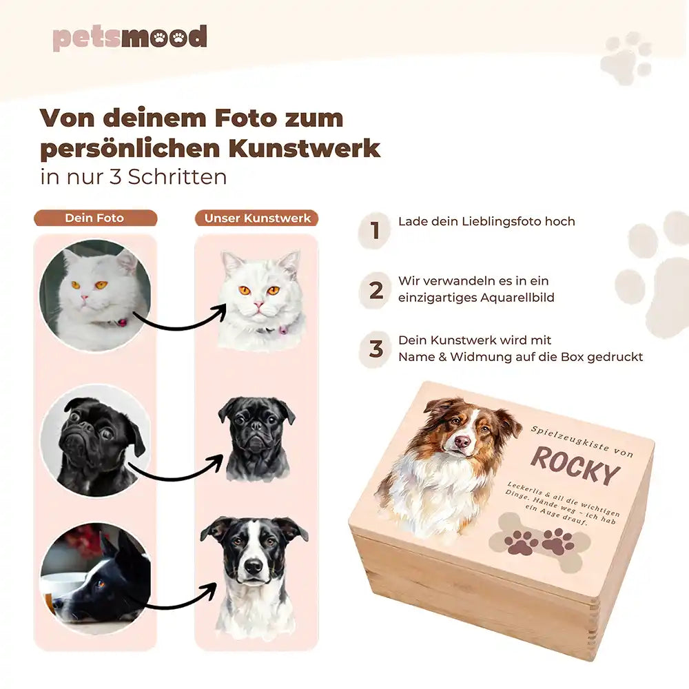 Personalisierte Spielzeugkiste Hund Knochen mit Pfoten – Personalisierung Anleitung