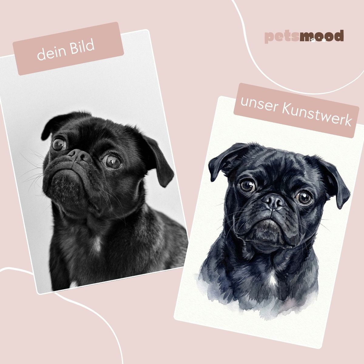 Personalisierte Erinnerungskiste für Haustiere – mit Aquarell-Portrait & Name