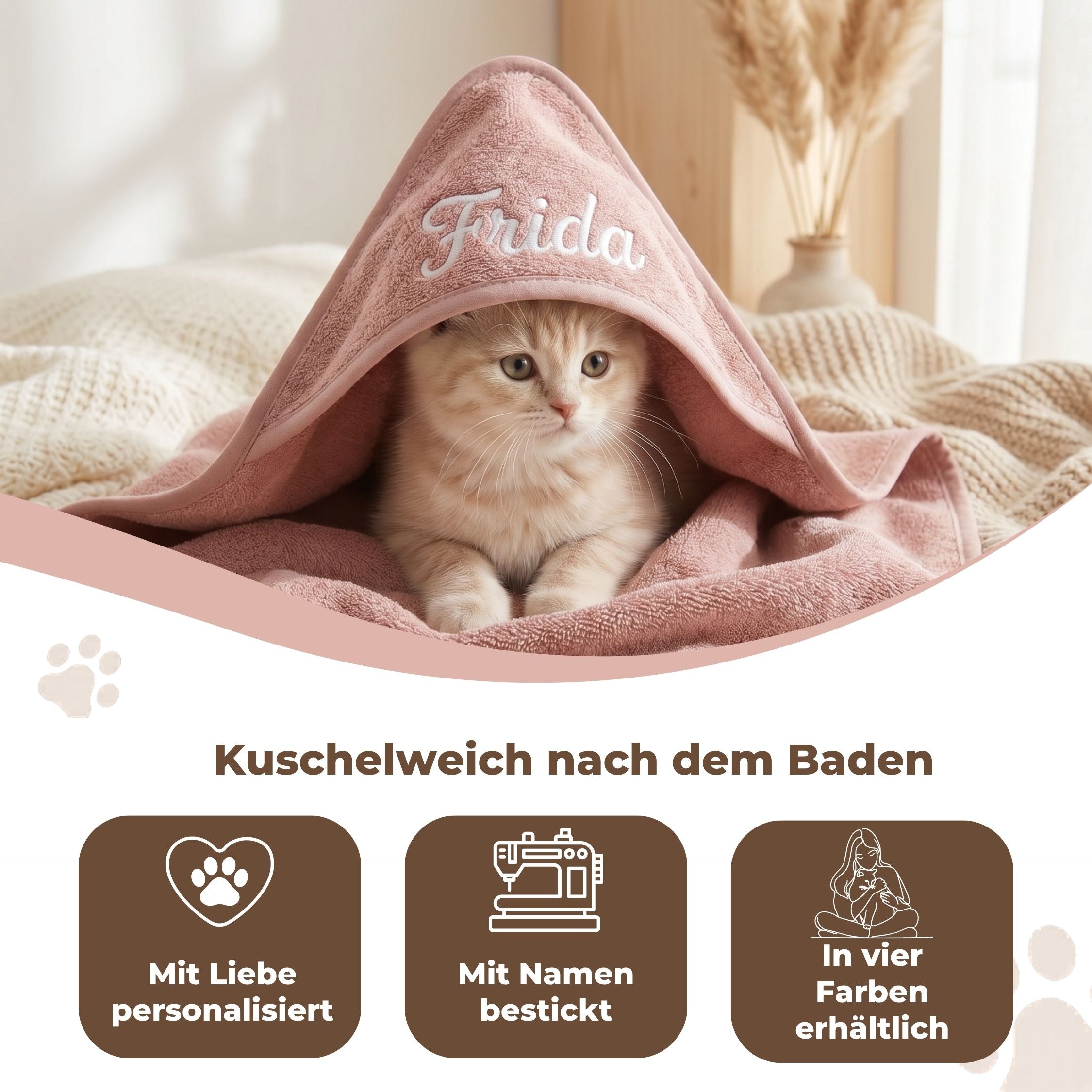 Personalisiertes Lätzchen Haustier Nougat – Detail Frottee-Struktur