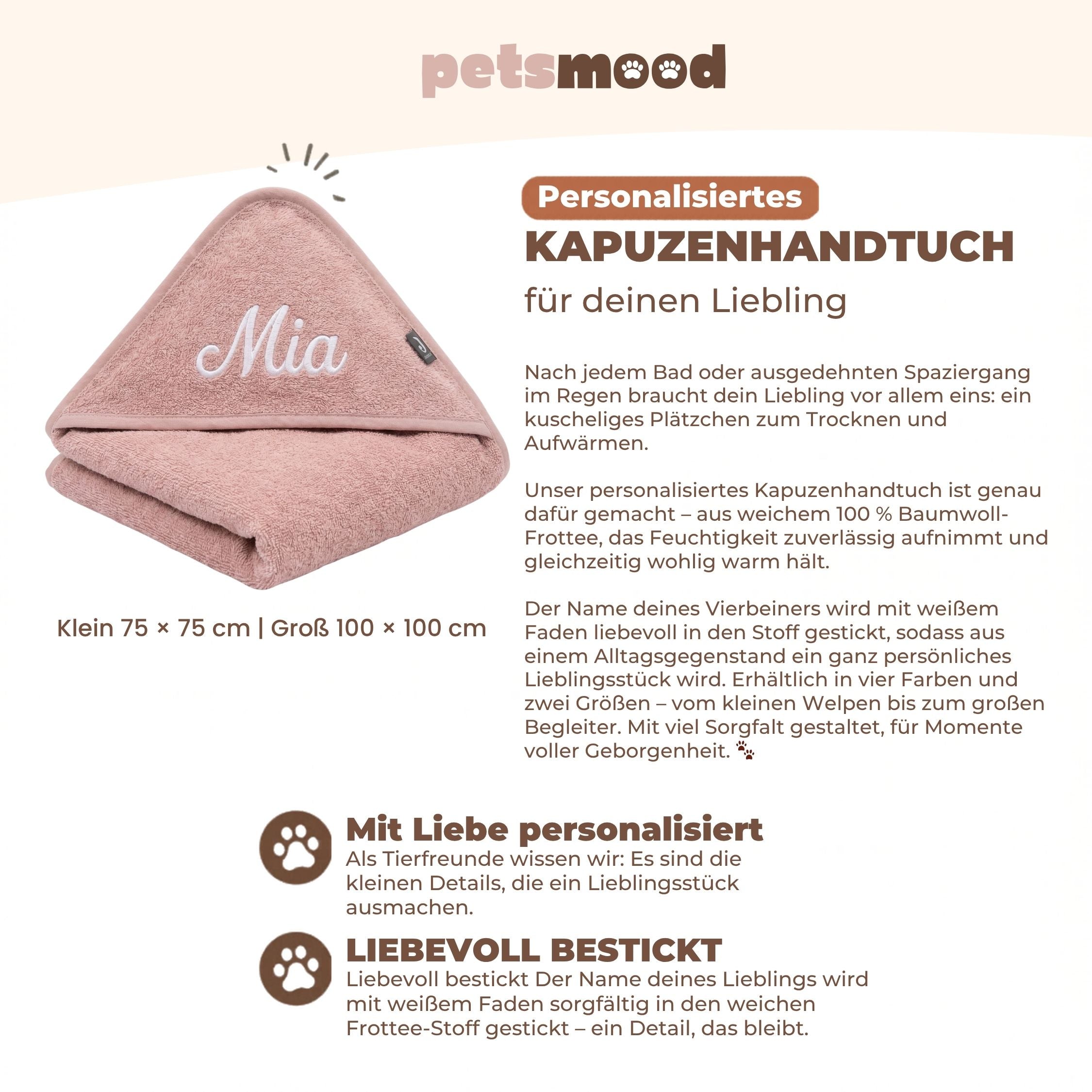 Personalisiertes Lätzchen Haustier Nougat – Detail Stickerei am Lätzchen